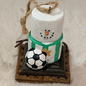 Snowman smores Soccer Ornament